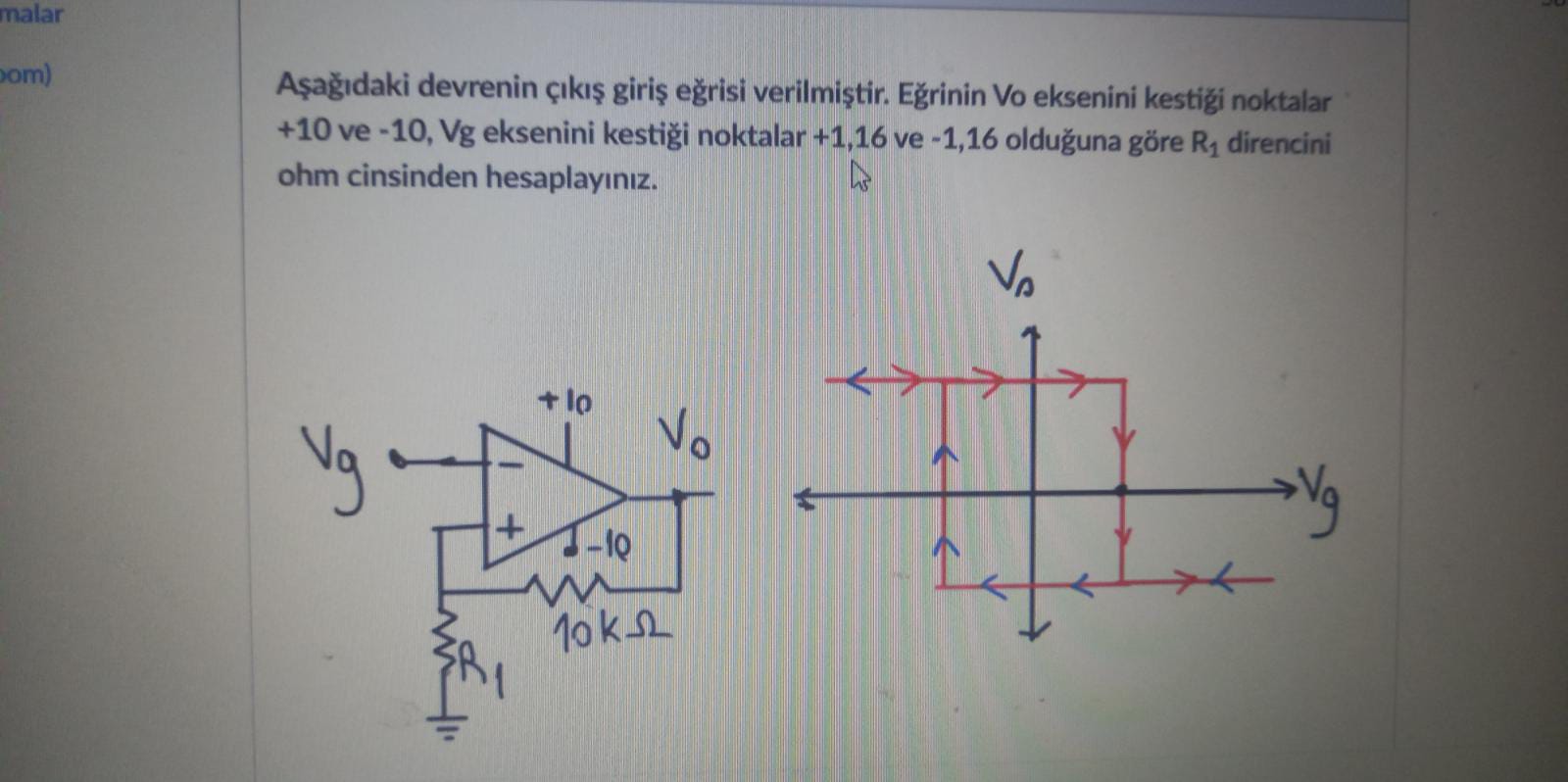 Aşağıdaki devrenin çıkış giriş eğrisi verilmiştir. | Chegg.com