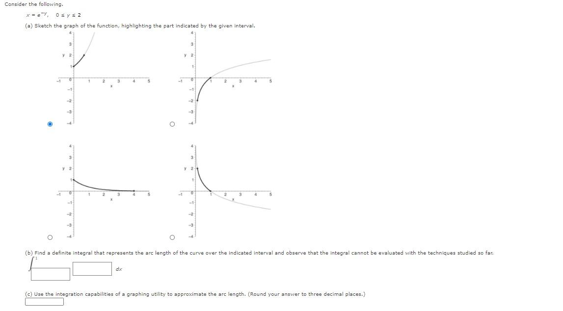 Solved Consider the following. x = ehy, Osys 2 (a) Sketch | Chegg.com