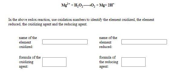 Solved Mg2+ + H2O2O2 + Mg+ 2H+ In the above redox | Chegg.com