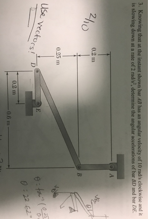 Solved 3. Knowing that at the instant shown bar AB has an | Chegg.com
