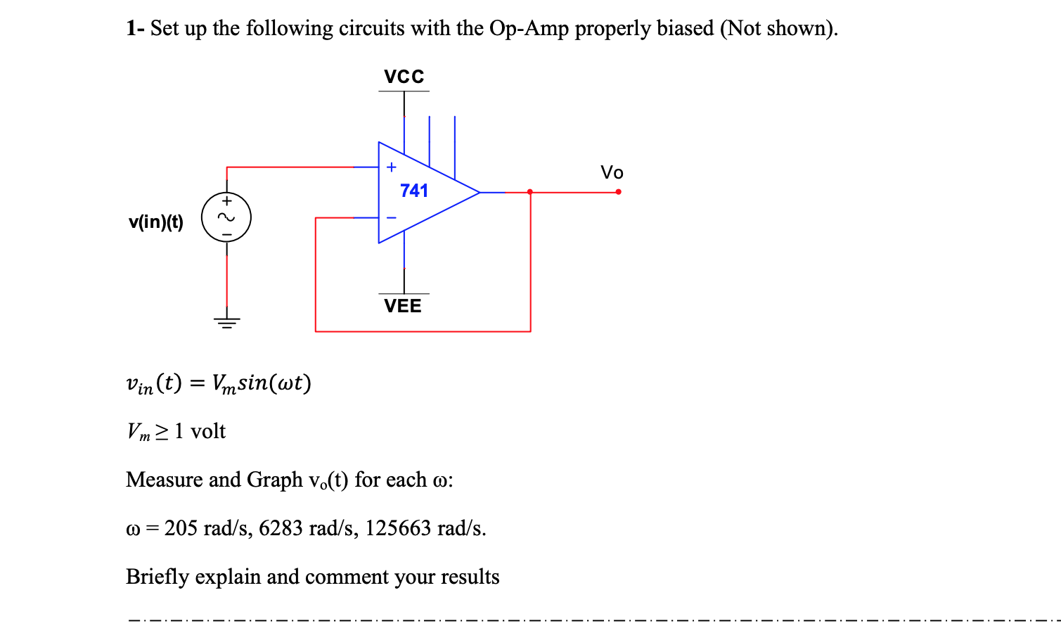 Solved 1- Set up the following circuits with the Op-Amp | Chegg.com