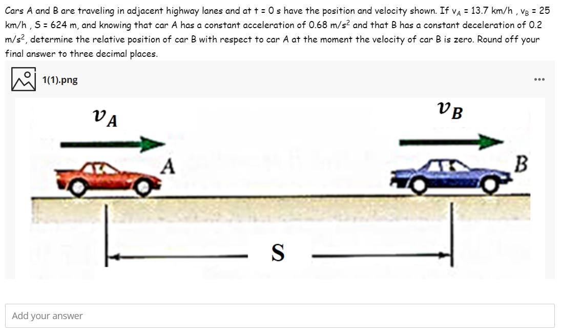 Solved Cars A And B Are Traveling In Adjacent Highway Lanes | Chegg.com