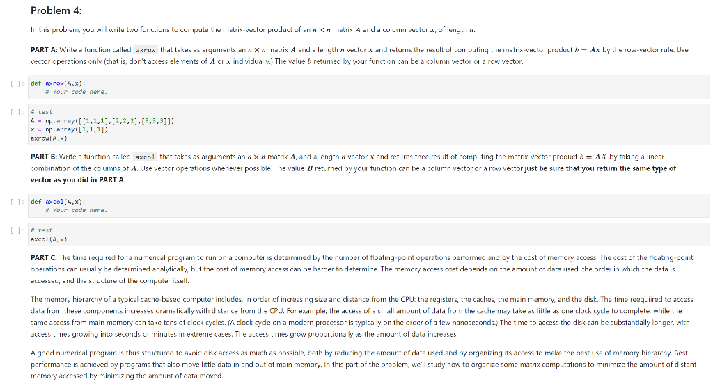 Solved *Linear Algebra in Python* In this problem, you will | Chegg.com