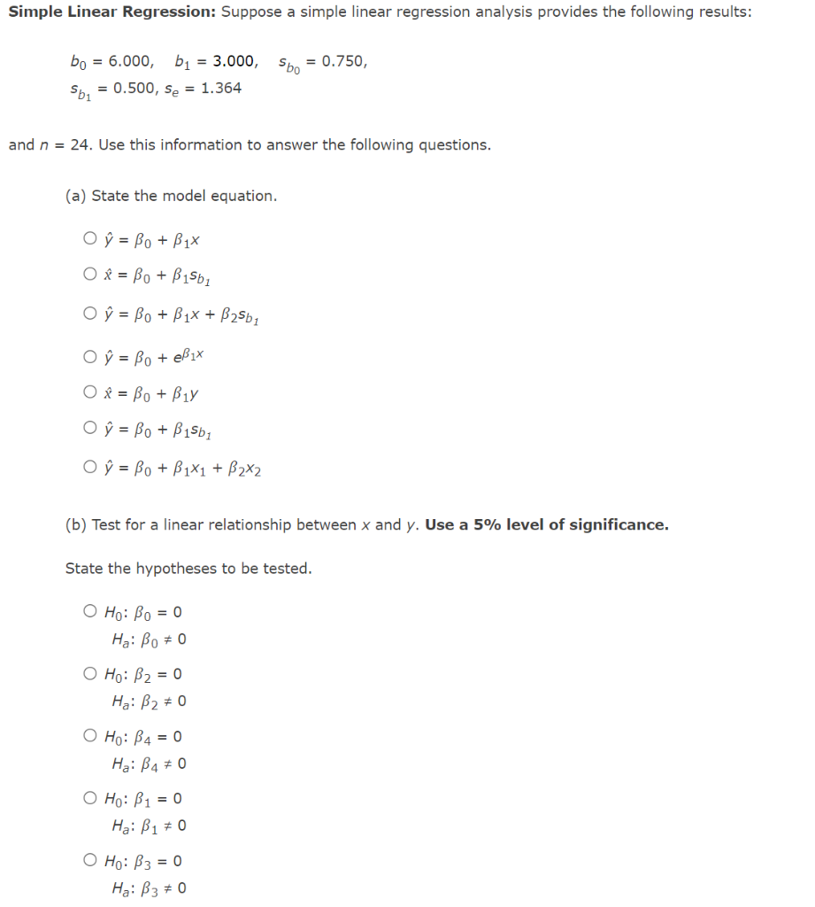 Solved Simple Linear Regression: Suppose A Simple Linear | Chegg.com