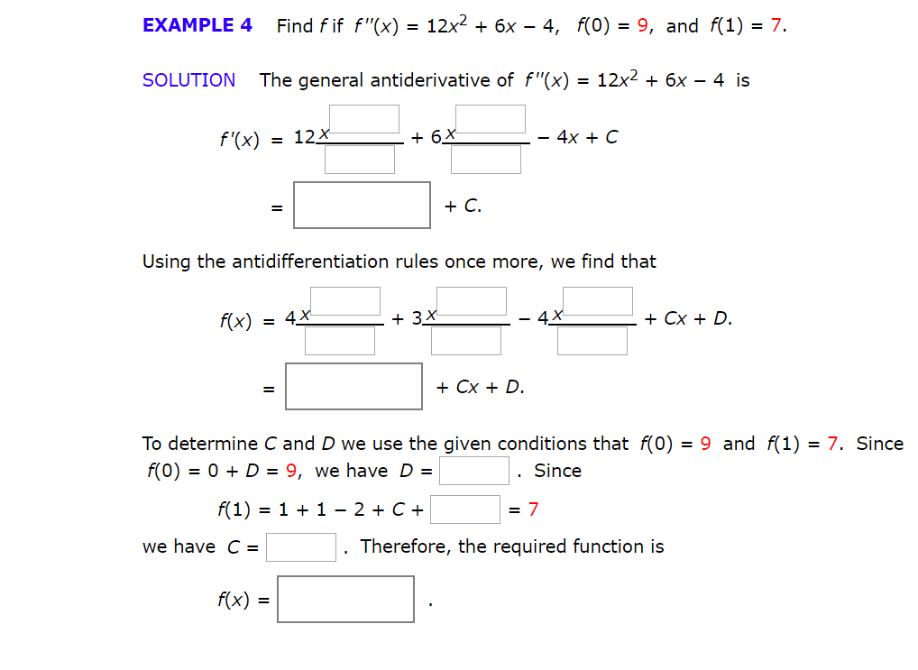 Solved Find F If F x 12x2 6x 4 F 0 9 And F 1 Chegg