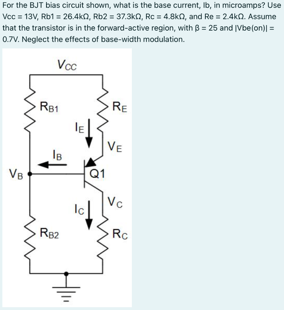 Solved For The BJT Bias Circuit Shown, What Is The Base | Chegg.com