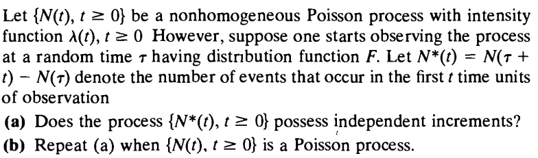Let {N(t), 1 2 0} be a nonhomogeneous Poisson process | Chegg.com