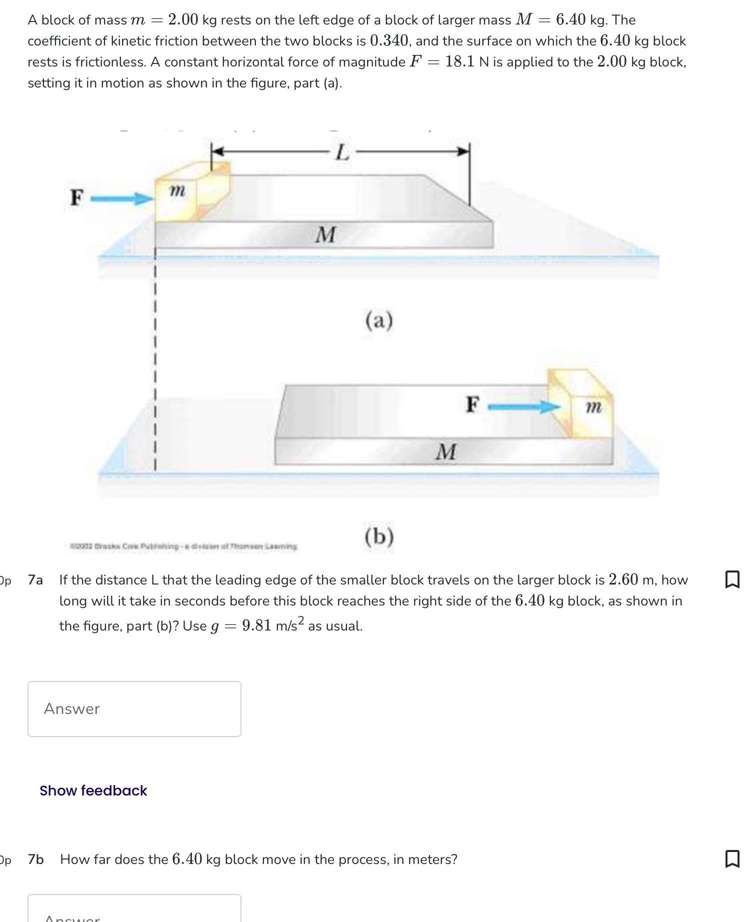 Solved A Block Of Mass M 2 00 Kg Rests On The Left Edge Of A