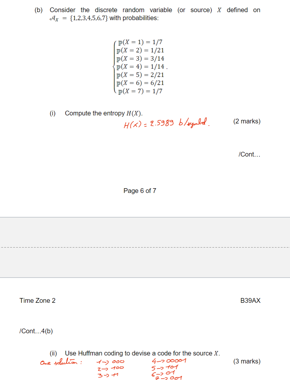 Solved (b) Consider The Discrete Random Variable (or Source) | Chegg.com