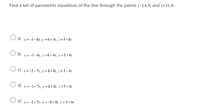Solved Find a set of parametric equations of the line | Chegg.com