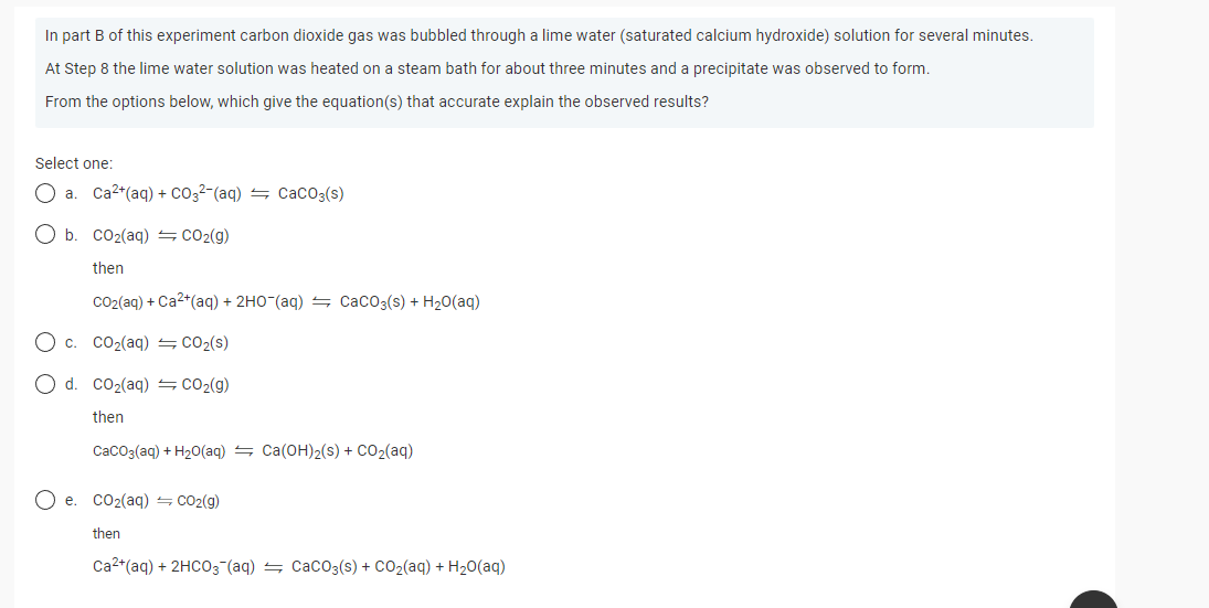 Solved In part B of this experiment carbon dioxide gas was | Chegg.com