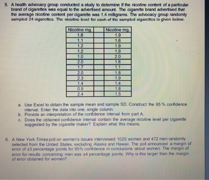 Solved HOMEWORK 6 20 points Chapter 7. Confidence Intervals. | Chegg.com