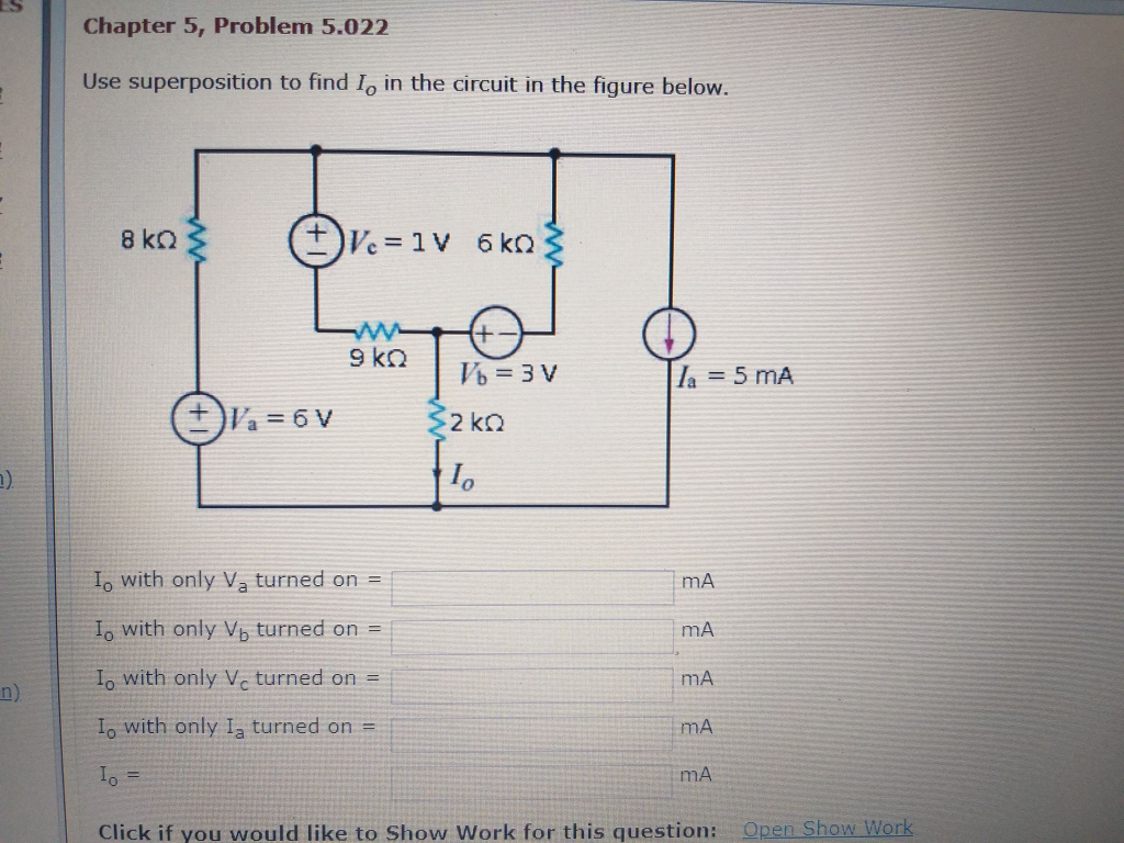 Solved Use superposition to find Io in the circuit in the | Chegg.com