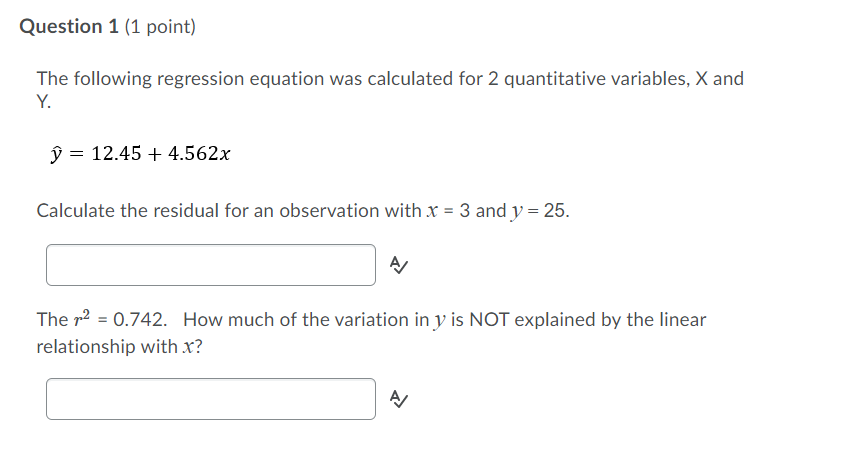 Solved Question 1 1 Point The Following Regression Chegg Com