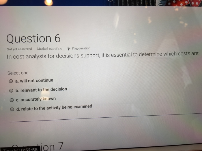 Solved Question 6 Not yet answered Marked out of .o Flag | Chegg.com