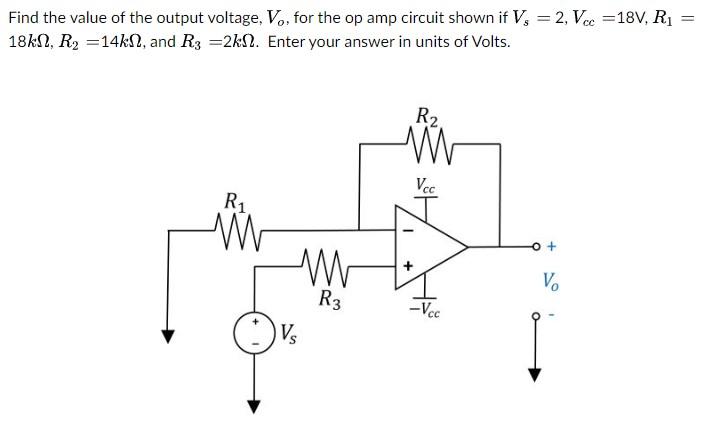 Solved Find The Value Of The Output Voltage, Vo, For The Op | Chegg.com