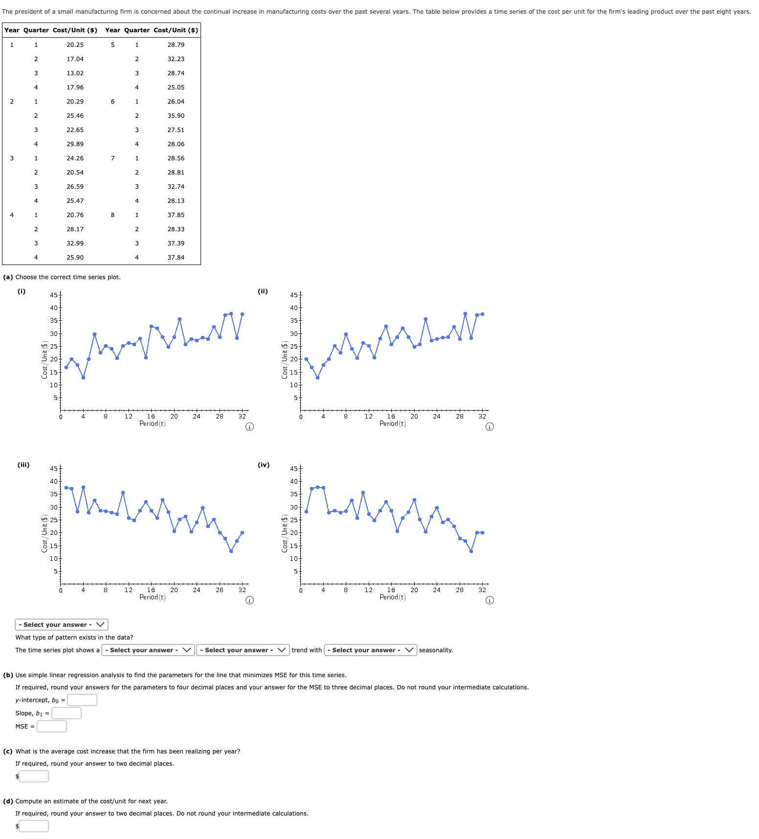 (b) ﻿Use simple linear regression analysis to find | Chegg.com