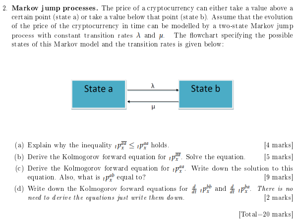2. Markov jump processes. The price of a | Chegg.com