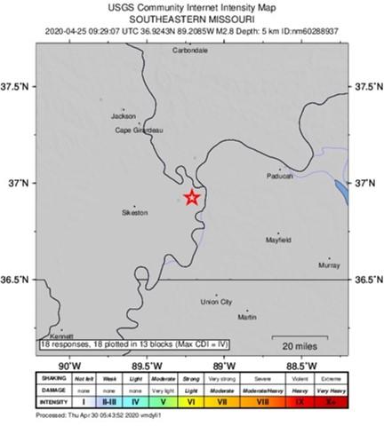 Solved The map below shows a M2.8 earthquake that occurred | Chegg.com