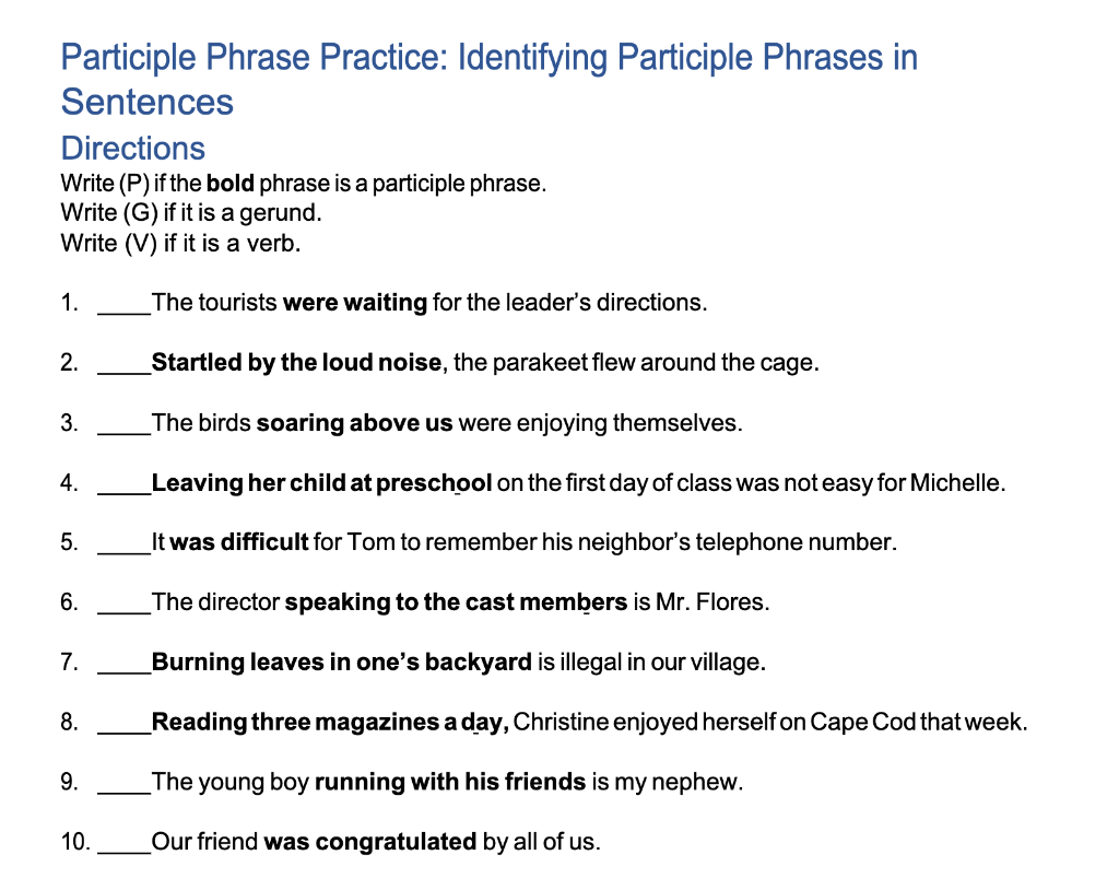 participle phrases