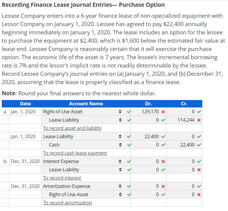 Solved Recording Finance Lease Journal Entries— Purchase