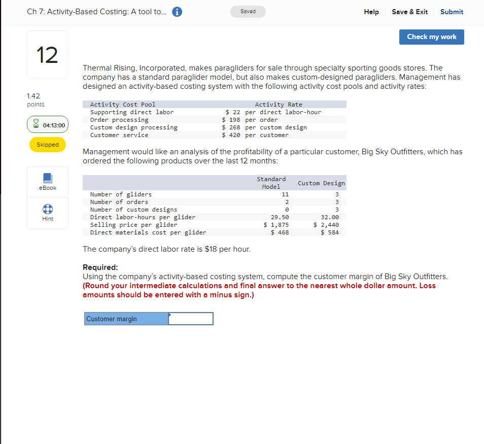 Solved Thermal Rising Incorporated Makes Paragliders For Chegg Com