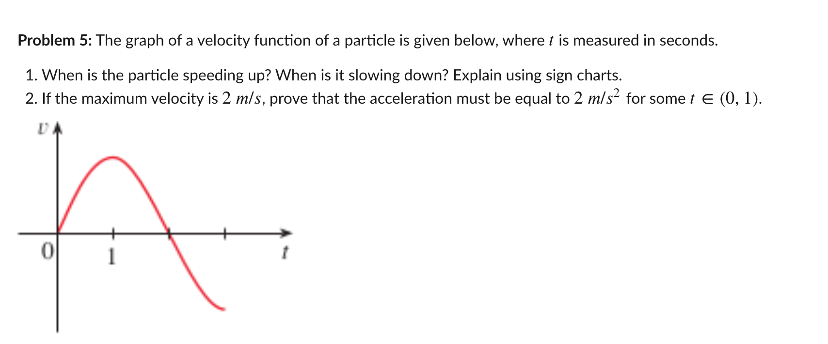 Solved Problem 5: The graph of a velocity function of a | Chegg.com