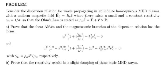 PROBLEM Consider the dispersion relation for waves | Chegg.com