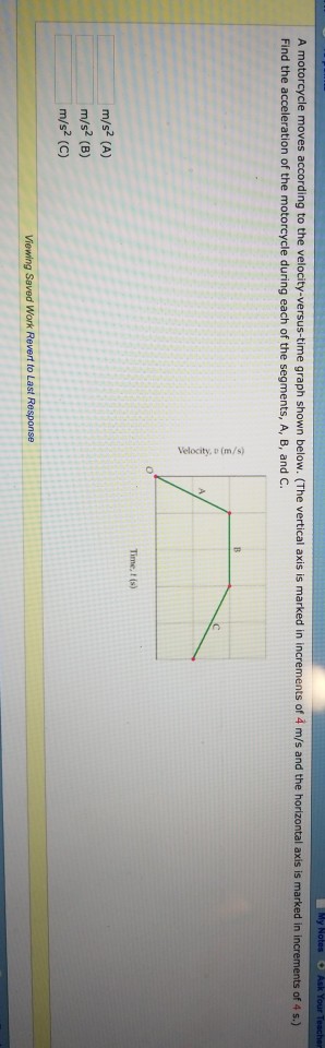 Solved A motorcycle moves according to the | Chegg.com