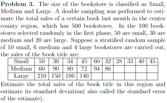 Problem 3. The Size Of The Bookstore Is Classified As | Chegg.com