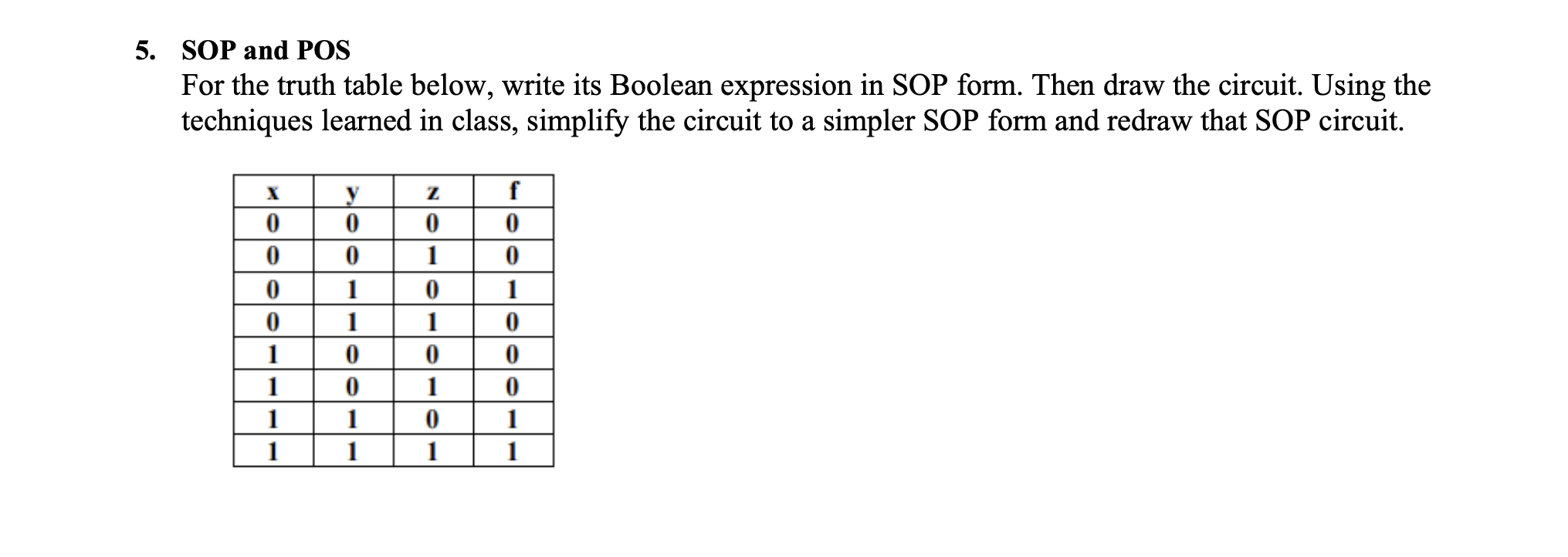 Solved 5. SOP And POS For The Truth Table Below, Write Its | Chegg.com