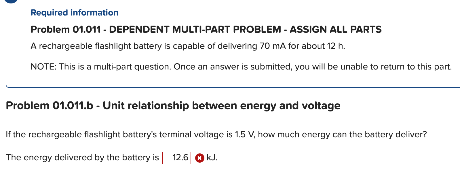 a rechargeable flashlight battery is capable of delivering Solved ! Required information Problem 01.011 - DEPENDENT