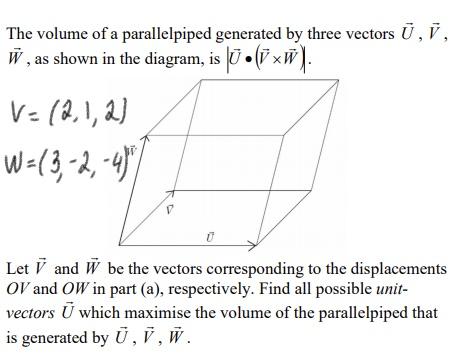 Solved The volume of a parallelpiped generated by three | Chegg.com