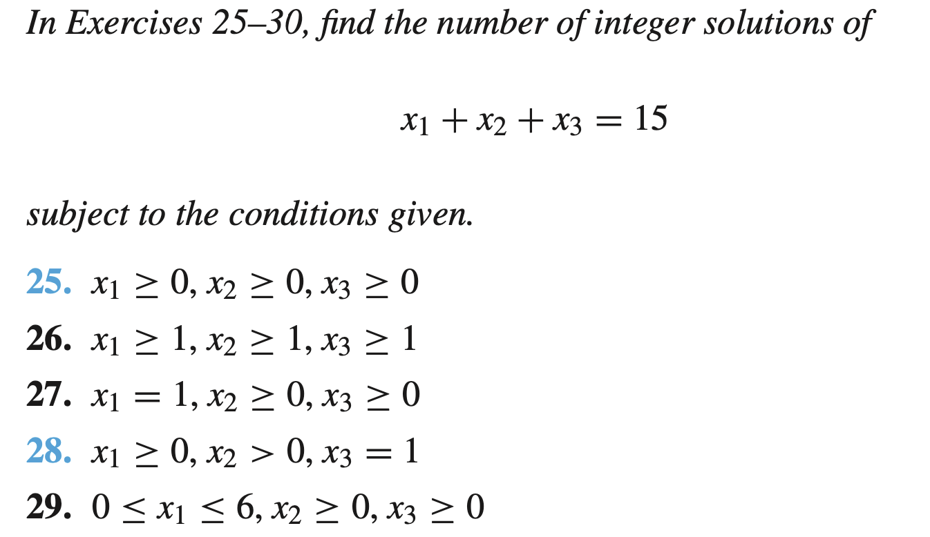 Solved In Exercises 25-30, find the number of integer | Chegg.com