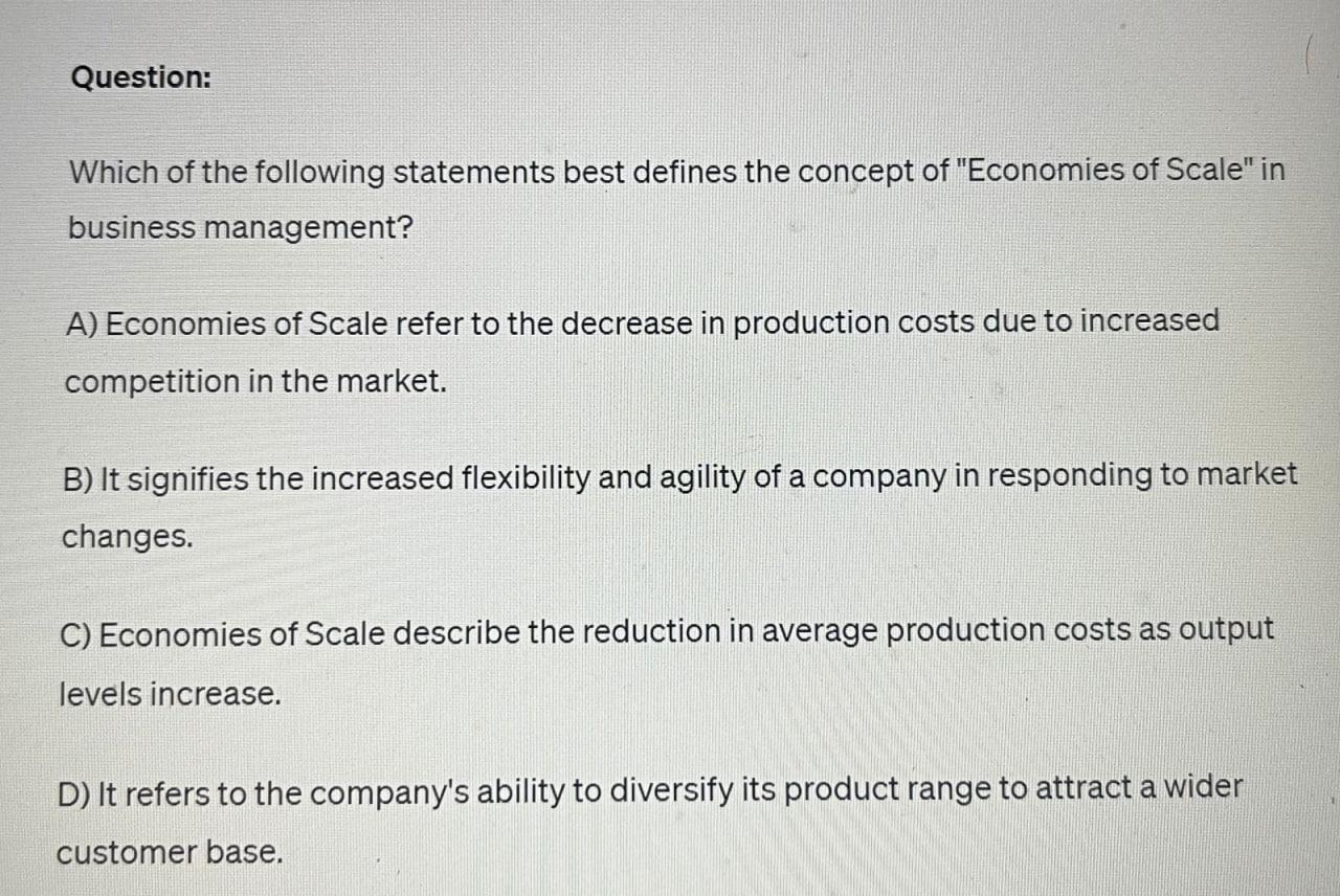 Solved Which of the following statements best defines the