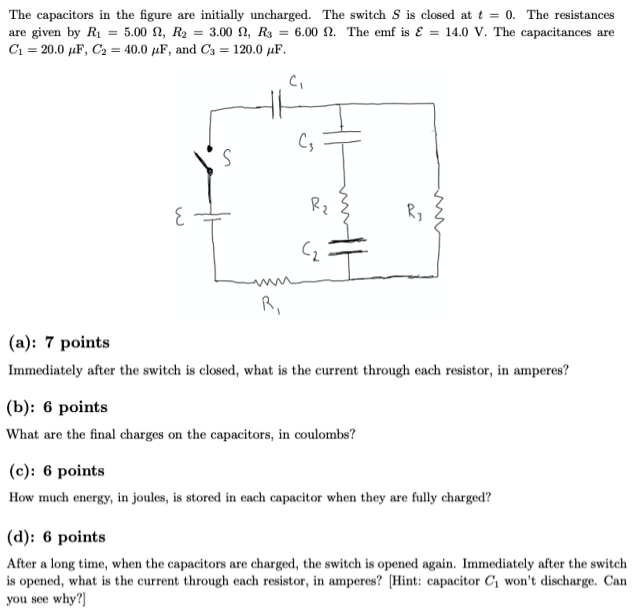 The Capacitors In The Figure Are Initially Uncharged Chegg 