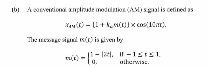 Solved (b) A conventional amplitude modulation (AM) signal | Chegg.com