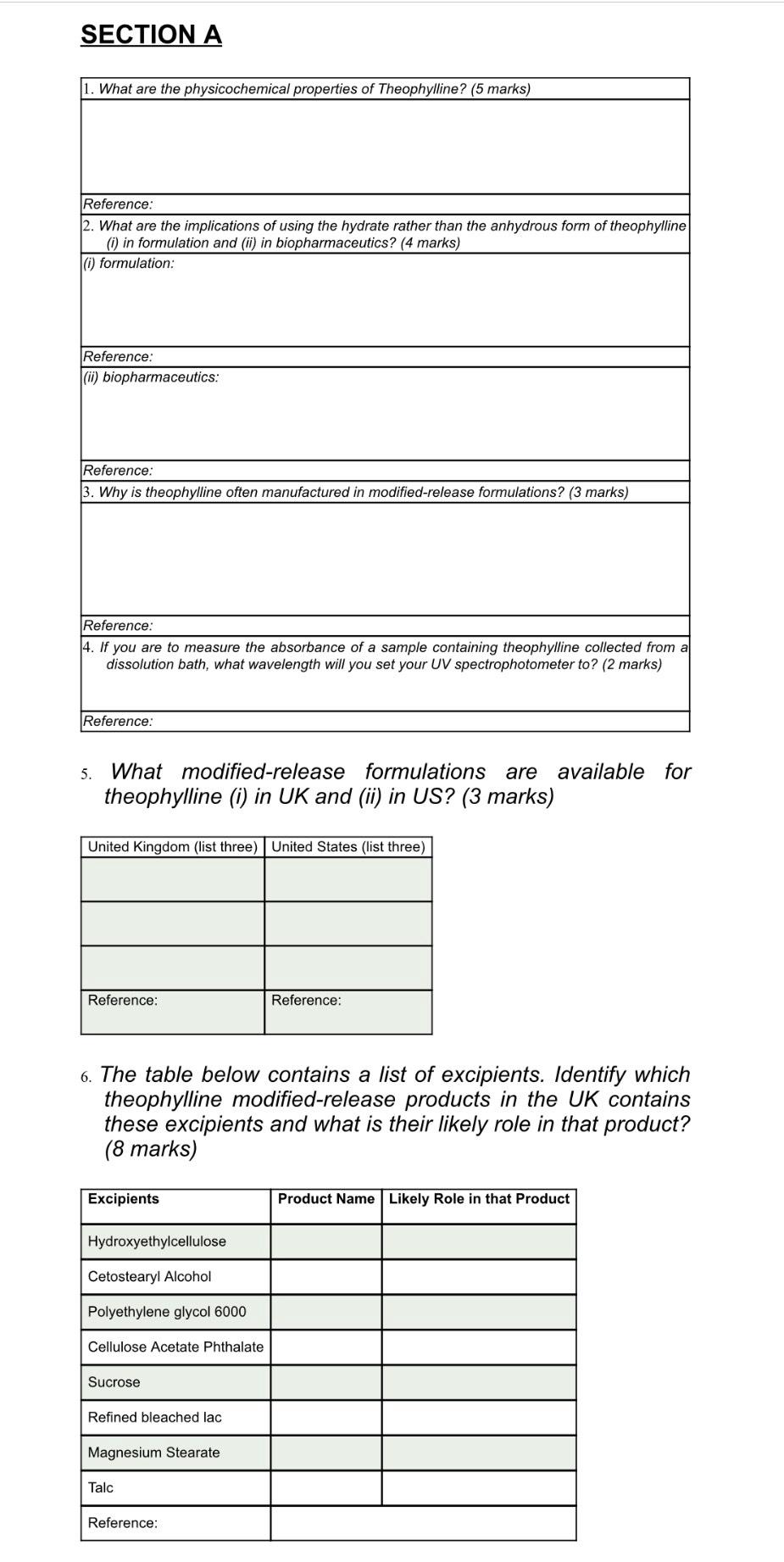 SECTION A 1. What are the physicochemical properties | Chegg.com