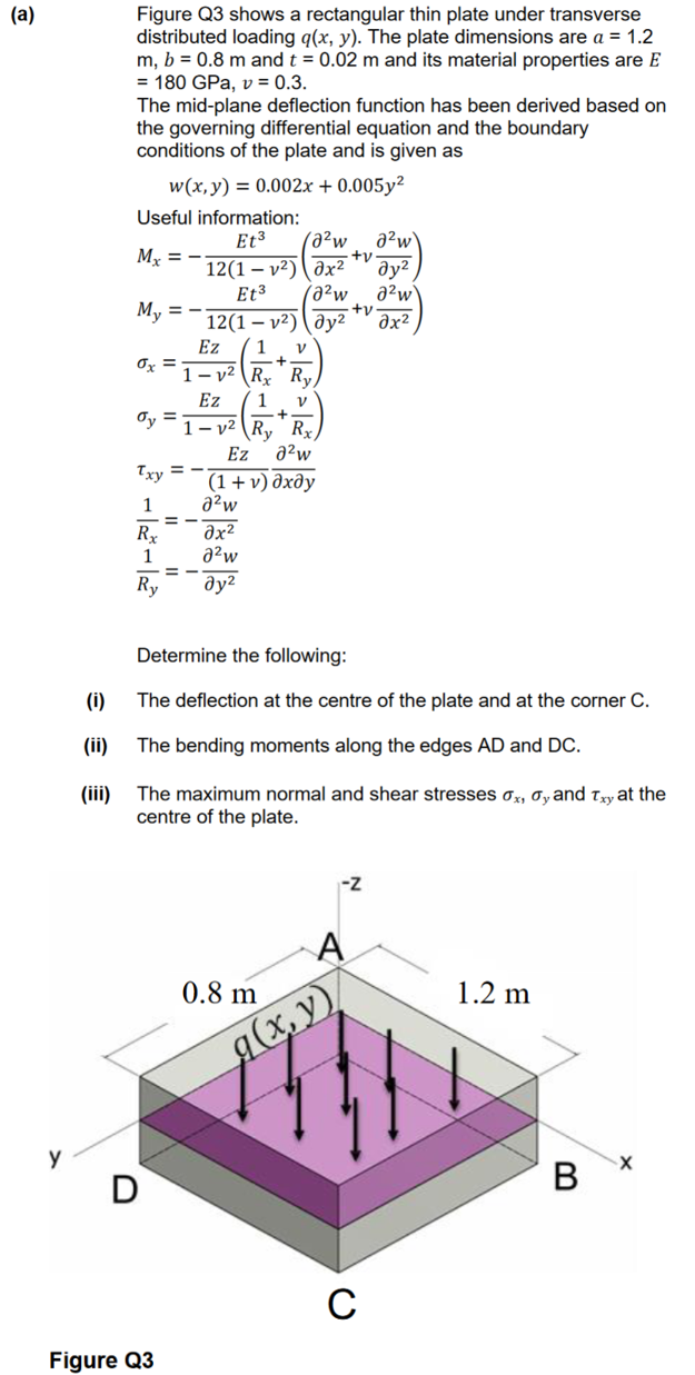 Solved (a) Figure Q3 shows a rectangular thin plate under | Chegg.com