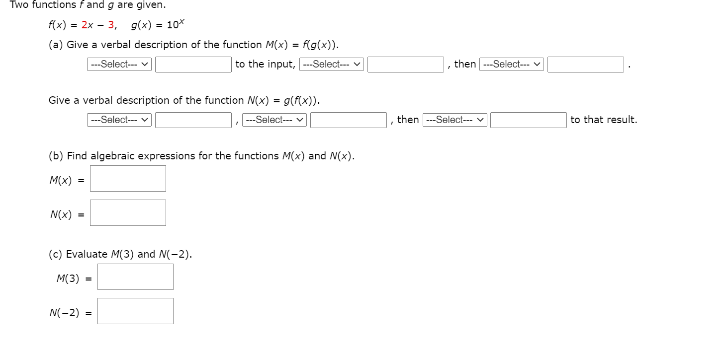 Solved Two Functions F And G Are Given F X 2x 3 G Chegg Com