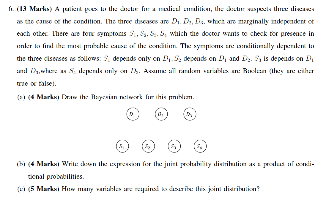 Solved 6. (13 Marks) A patient goes to the doctor for a | Chegg.com