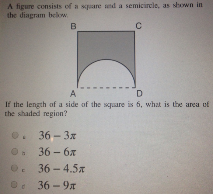 Solved A figure consists of a square and a semicircle, as