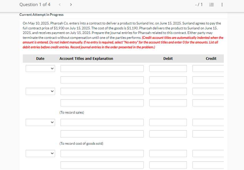 Solved On May 10, 2025, Pharoah Co. enters into a contract