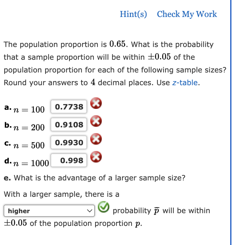 Solved The population proportion is 0.65. What is the | Chegg.com