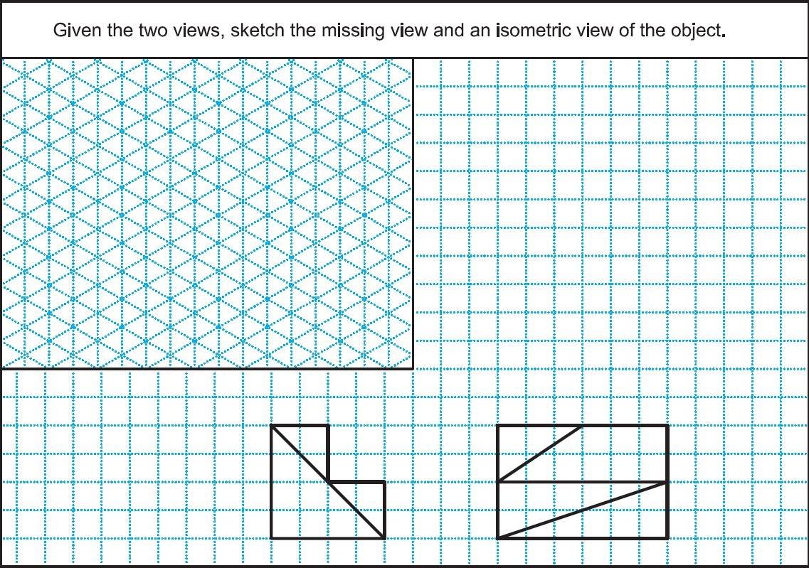 Solved Given the two views, sketch the missing view and an | Chegg.com