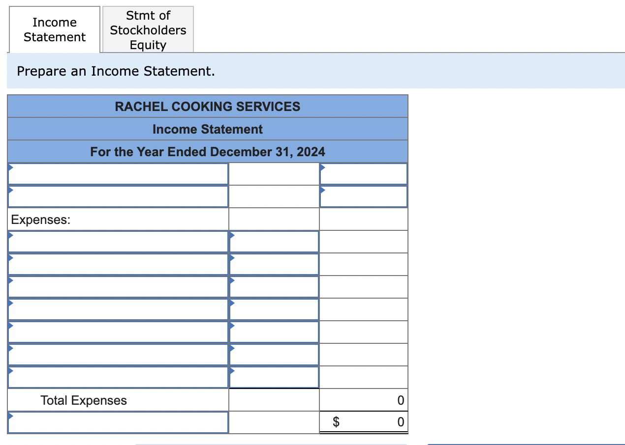 Solved On December 31 2024 Rachel Cooking Services Reports Chegg