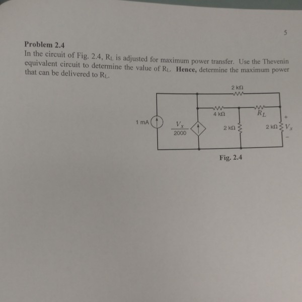 Solved Problem 2.4 In the circuit of Fig. 2.4, Ru is | Chegg.com