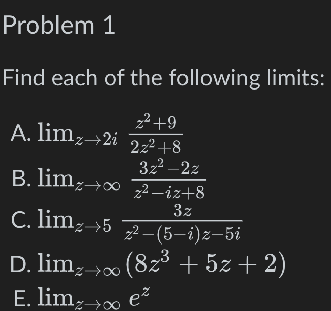 Solved Problem 1Find each of the following | Chegg.com