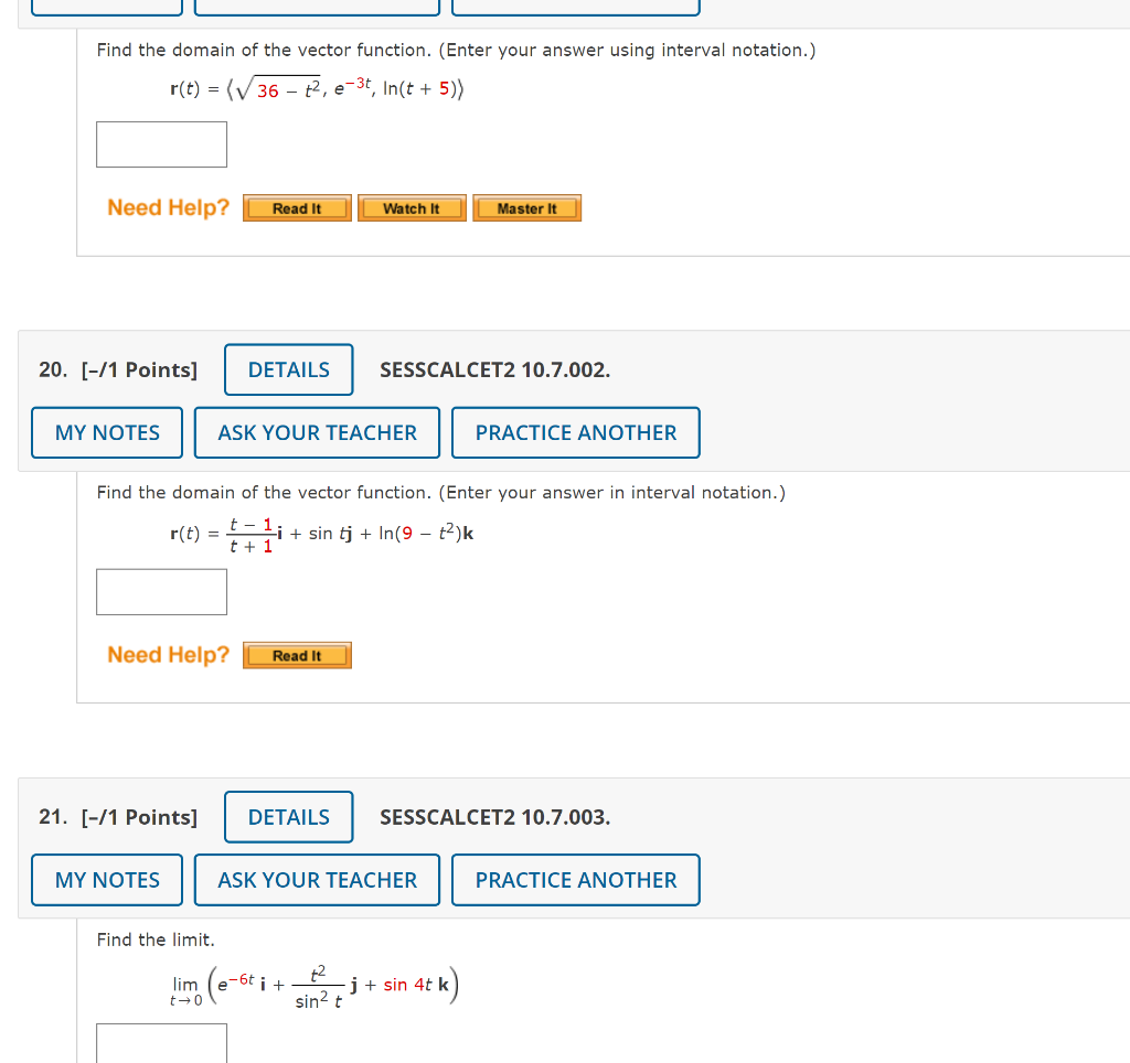 Solved Find the domain of the vector function. (Enter your | Chegg.com