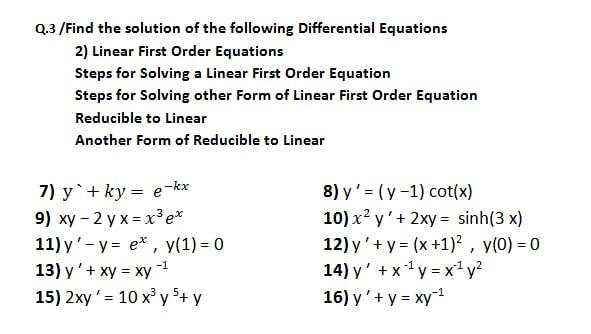 Solved Q.3 /Find the solution of the following Differential | Chegg.com